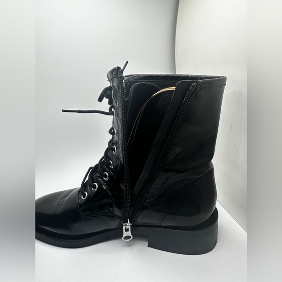 Black Leather Lace-Up Boots - Picture 7 of 10
